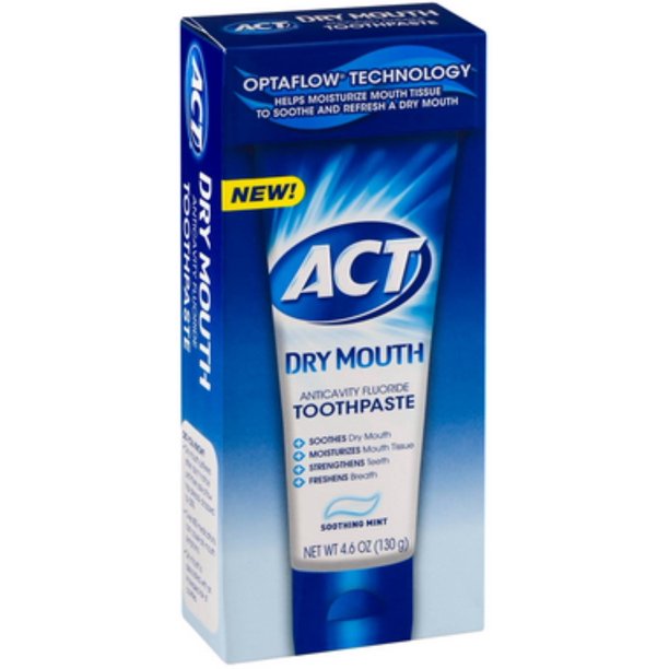 Act Dry Mouth Anticavity Fluoride Toothpaste, 4.6 oz (Pack of 2