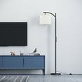 SUNMORY Modern Arc Floor Lamp with Remote and Dimmer, Black