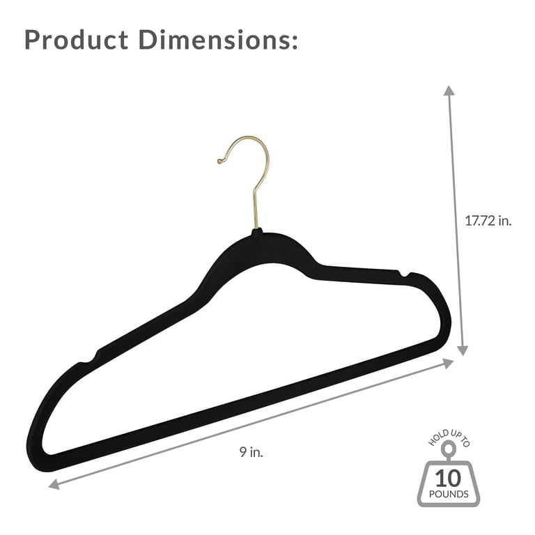 Simplify 25-Pack Slim Velvet Gold Hook Hangers, Black photo 3