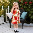 thumbnail image 2 of Gelikeya Girls Floral Dress Yellow Spring Cute Casual Flutter Sleeve Flower Prints Princess Dress Fashion Design Summer Dress(Toddlers, Z10 Orange, 6-7 Years), 2 of 7