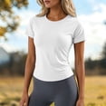 thumbnail image 4 of LiuXxxx Women's Lightweight Breathable Slim Fit Athletic Short Sleeve Yoga Running Top White S, 4 of 6