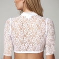 thumbnail image 4 of Blusa clásica blanca de manga corta estilo Dirndl para mujer, con botones en la parte delantera y escote en V, estilo bávaro, traje tradicional de Oktoberfest (XXL), 4 of 4