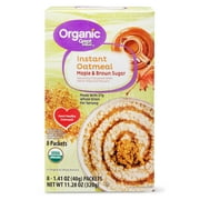 Great Value Organic Maple & Brown Sugar Instant Oatmeal, 11.28 oz, 8 Packets