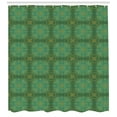 thumbnail image 3 of Arabic Shower Curtain, Rich Curly Royalty Ornaments on Turquoise Background Classic Design, Fabric Bathroom Set with Hooks, 69W X 75L Inches Long, Turquoise Teal and Yellow, by Ambesonne, 3 of 3