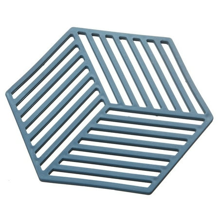 

Hexagonal Table Insulation Pad Resistant To High Temperature For Restaurant Insulation Blue Stripe Style