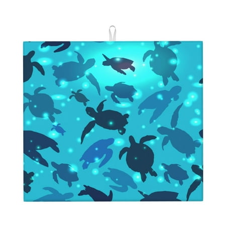 

Vsdgher World Turtle Day Print Dish Drying Mat Kitchen Counter Mat Dish Drying Pad for Dishes Utensils Pots and Pans 16 x 18