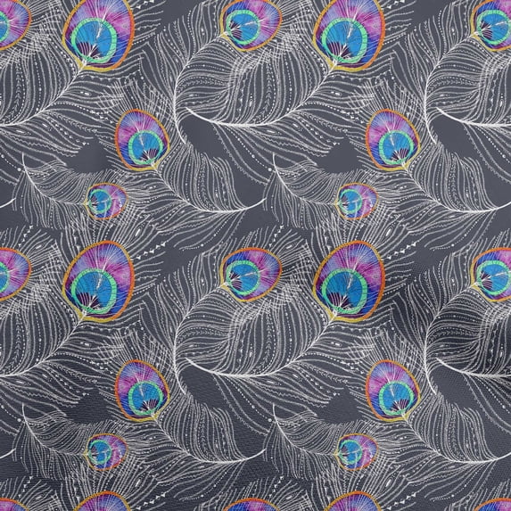 oneOone Polyester Spandex Medium Blue Fabric Feather Dress Material Fabric Print Fabric By The Yard 56 Inch Wide-Y9
