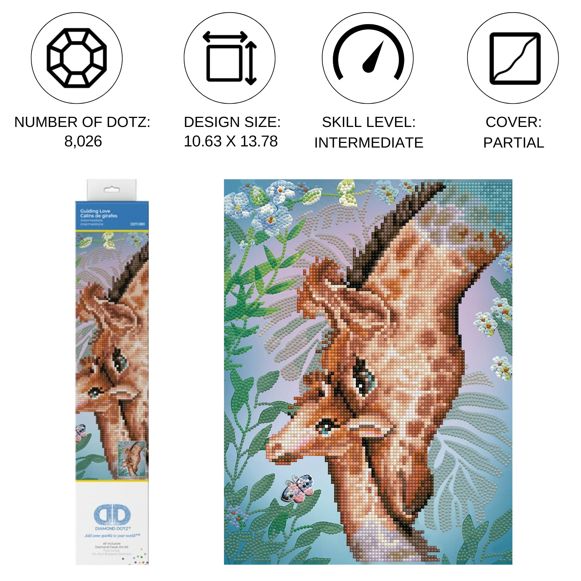 Diamond Dotz Guiding Love Giraffe  Diamond Painting Kits for Adults - Diamond Art Kits a Relaxing Creative Craft Kit with Dotz Gems Giraffe  10.6"x13.8"