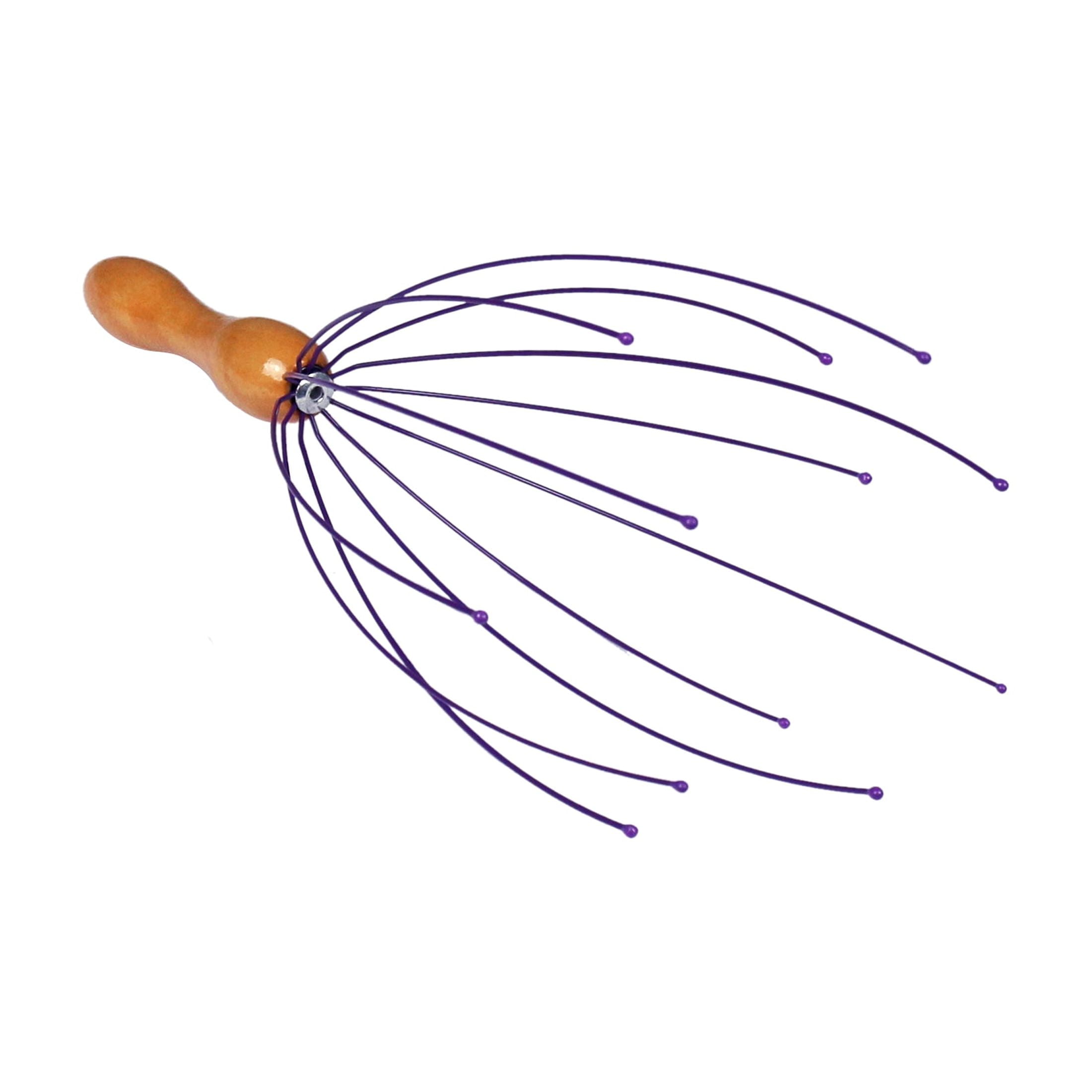 (5 pack) Wooden Scalp Massager, Stainless Legs, Purple