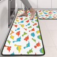thumbnail image 2 of Dinosaur and Silhouette White Pattern Anti Fatigue Kitchen Rugs Set Of 2, Non Slip Washable Decorative Floor Mats for Sink Laundry and Home Use, 17"x47", 2 of 5