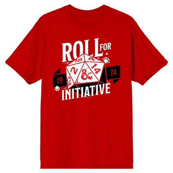 Dungeons & Dragons Roll For Initiative Crew Neck Short Sleeve Red Men's T-shirt-Large