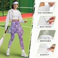 thumbnail image 6 of COEQINE Women Tennis Leggings with Skirts Elastic High Waist Fashion Yoga Skirted Legging Purple Beauty Fish Scale and Pearl Print Soft Golf Athletic Skirt, S, 6 of 7