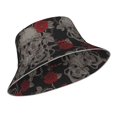 thumbnail image 2 of Kll Skull And Red Roses Bucket Hat For Women Men Packable Travel Beach Sun Hat Outdoor Rave Accessories Reflective Fisherman Cap, 2 of 9