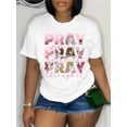 thumbnail image 1 of T-Shirt Chic pour Femmes - Col Rond Décontracté, Manches Courtes avec Imprimé Lettre, Mélange de Polyester Extensible, Lavable en Machine - Parfait pour le Printemps/été/automne pour Adultes, Hommes, Femmes, Adolescents, Adolescents, 1 of 8
