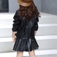 thumbnail image 4 of Baby Girls Kids Outfits Spring Autumn Faux Leather Lapel Jacket Zipper Outerwear Coat Girl's Leather Coat Pu Leather Short Style Jacket Solid Color Motorcycle Biker Jackets 2023, 4 of 6