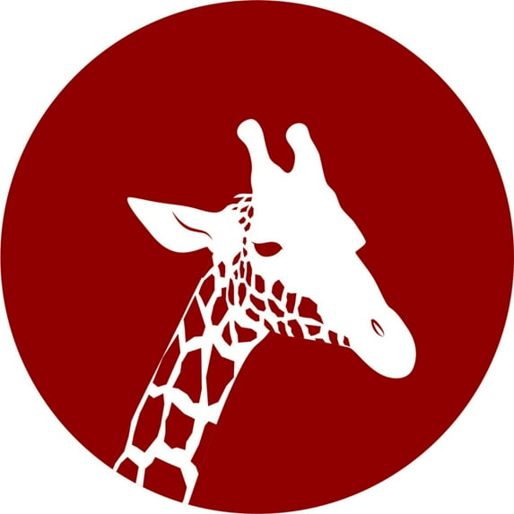 Design With Vinyl Artwork animal Red Circle Plus Giraffe Zoo Animals Long Neck Wall Decal for Children - Cute Adorable Themed Décor - Size: 12 In x 12 In