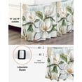 thumbnail image 3 of White Floral Wrap Around Bed Skirts for King Bed 18" Drop,Bed Skirt with Adjustable Elastic Belt Dust Ruffle Bed Valance for Bedroom Hotel Pastoral Farmhouse Magnolia Flowers Leaves Bed Frame Cover, 3 of 7