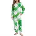 thumbnail image 5 of Good Fortune Clover Print Girls St Patricks Day Outfit Sets Green Argyle Kids Outfit Sets 4-12 Years,Size 13 T, 5 of 9
