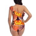 thumbnail image 5 of Haiem Halloween Women's One Piece Swimsuits Tummy Control One Shoulder Bathing Suits Ruffle Swimwear-Small, 5 of 8