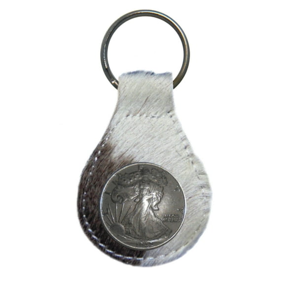 Liberty Half Dollar Heads leather key fob or keychain