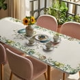 thumbnail image 3 of Green Eggs Easter Table Cloths for 8 Foot Rectangle Tables, Leaves Elegant Pastoral Rustic Patio Waterproof Elastic Fitted Tablecloths, Washable Rectangular Table Cover for Camping, 3 of 8