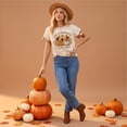thumbnail image 4 of Halloween Women's Fall Short-Sleeve T-Shirts Autumn Pumpkin Printed Tshirts Western Country Music Graphic Tees White M, 4 of 7