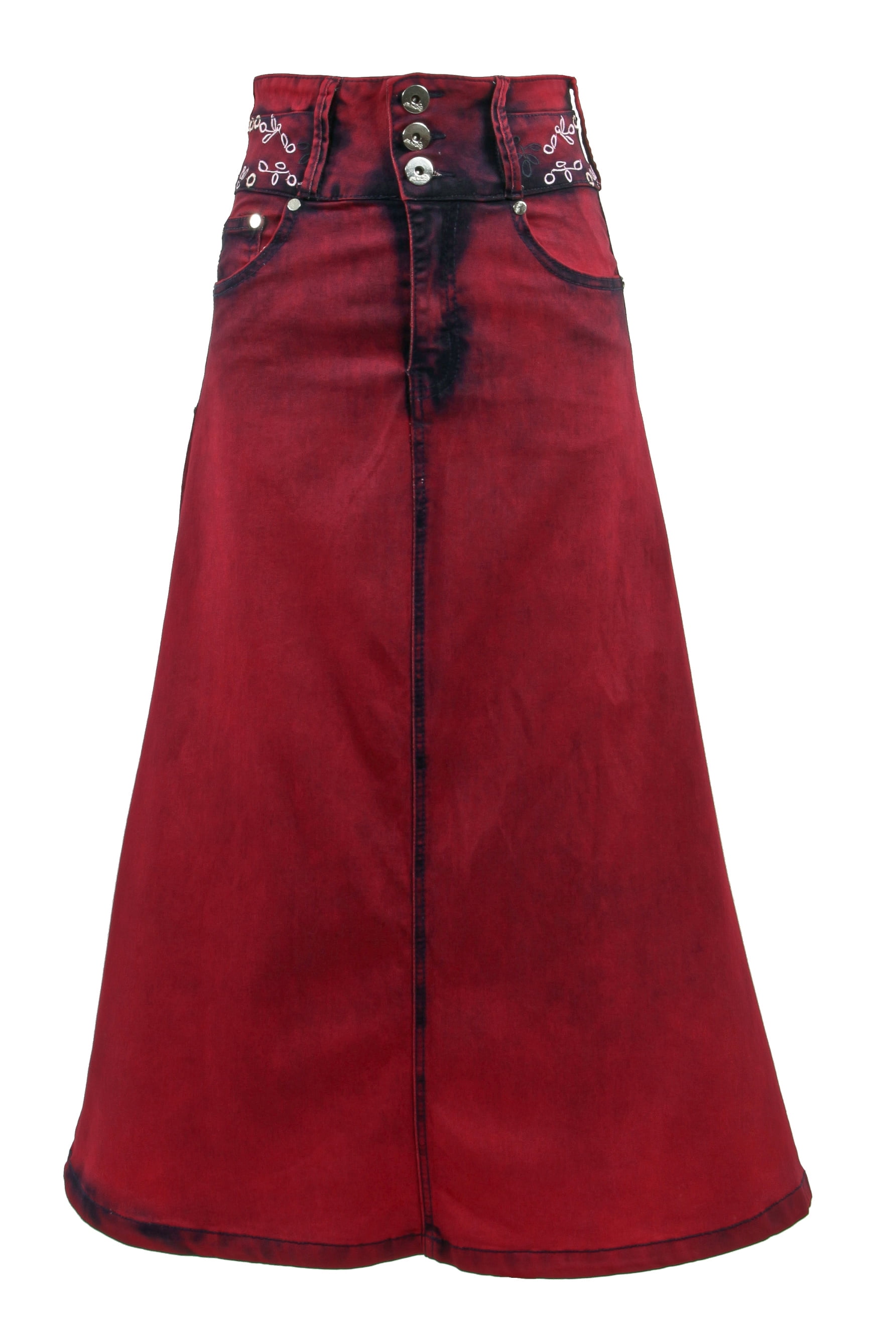 stretch denim maxi skirt