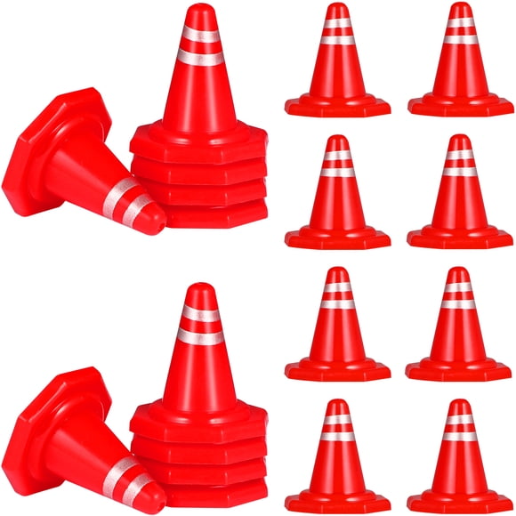 MasteelfCA 50 Pcs Miniature Traffic Cones Road Construction Cones Kids Plastic Traffic Signs Toys Children Educational Learning Toys Sand Table Ornaments