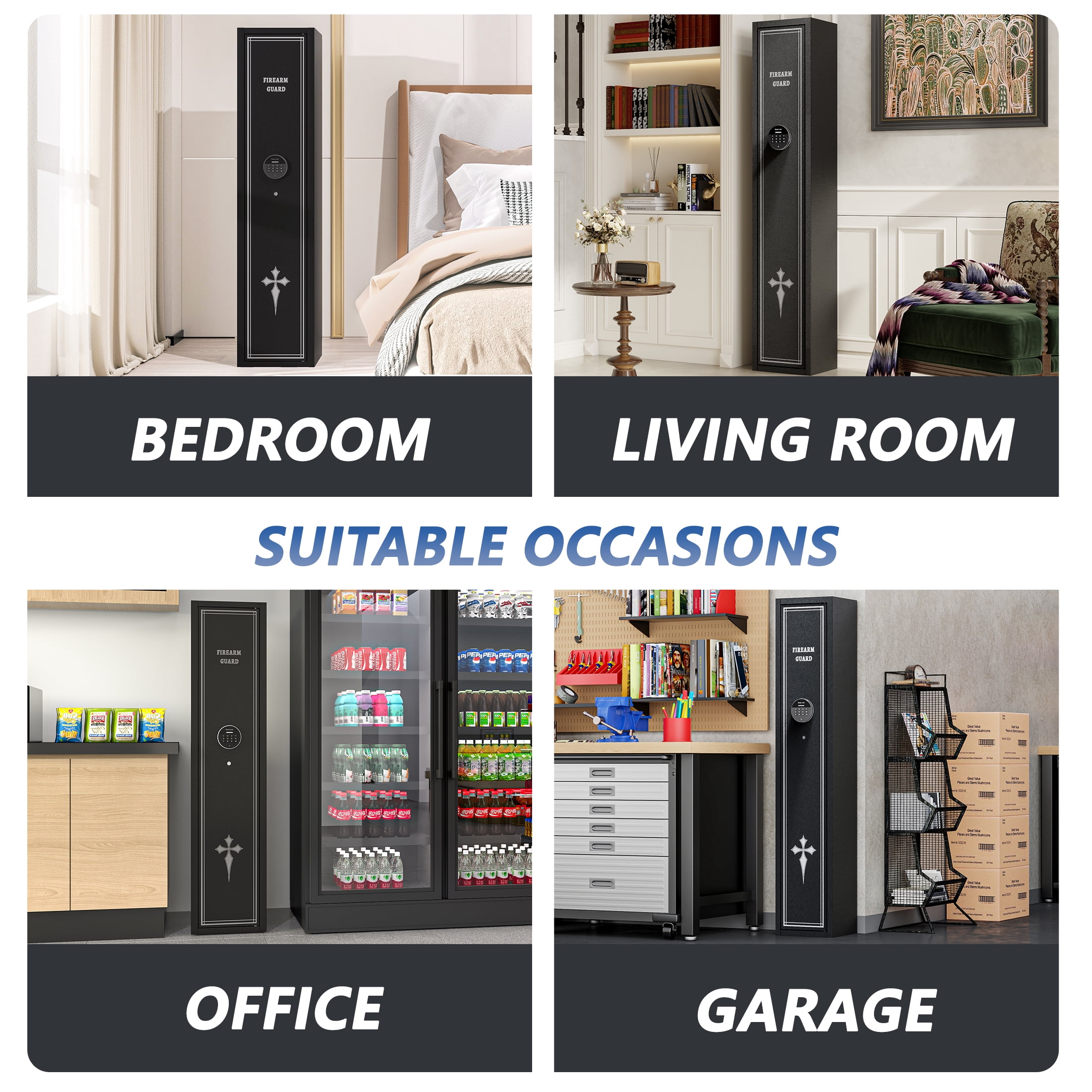 Sapital 2-3 Gun Safe, Cold Rolled Steel Rifle Cabinet with Digital Keypad Lock and Removable Shelf