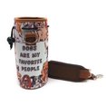 thumbnail image 3 of Neoprene Insulated Water Bottle Holder Carrier for (1-1.5L) Containers With Matching Padded Adjustable Shoulder Strap and Drawstring Sleeve With Collapsible Dog Bowl by MEK (Brown, Dog Walking Bundle), 3 of 5