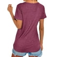 thumbnail image 6 of HUBERY Women Solid Color V Neck Front Buttons Short Sleeve T-Shirt, 6 of 6