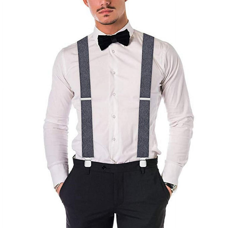 LNKOO Suspenders for Men Leather End Elastic Tuxedo Mens