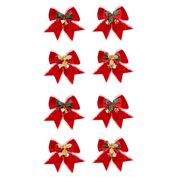 Paquete de 8 lazos navideños con campanas para decoración navideña, decoración del hogar, decoración del árbol de Navidad MFZFUKR CPB-SSW253-2