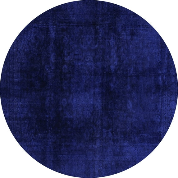 Ahgly Company Indoor Round Oriental Blue Modern Area Rugs, 8' Round