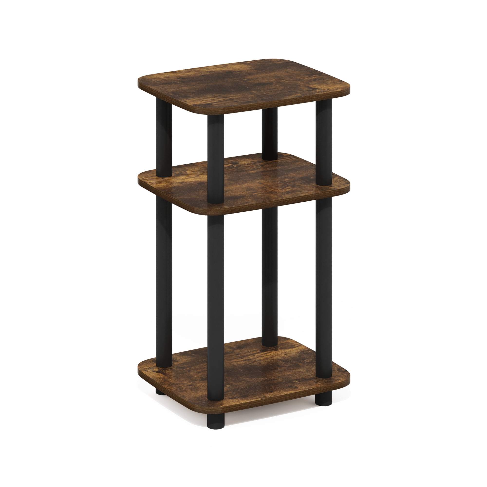 Furinno Just 3-Tier Turn-N-Tube Curve End Table, Side Table, 1-Pack, Amber Pine/Black
