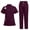 Wine, variant on Women Scrub Sets 2 Pieces Solid Hand Wash Short Sleeve Top and Long Pants Nurse's Outfit Set with Pocket