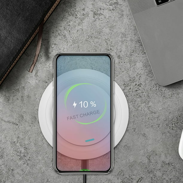Cargador inalámbrico, cargador portátil, cargador inalámbrico para teléfonos inteligentes, cargador inalámbrico de escritorio de 10 W, compatible con iOS y Android, adaptador de corriente.