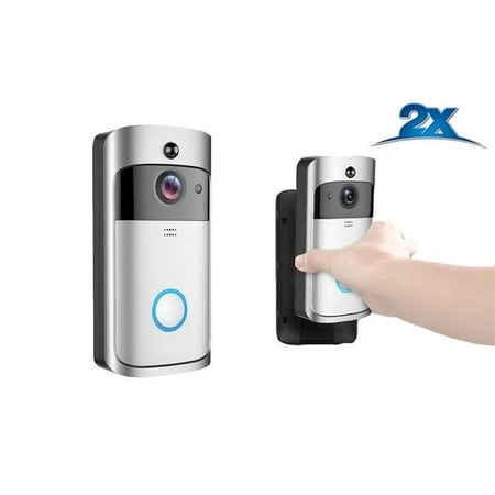 2 PACK OF VIDEO DOOR BELLS - SMART WIRELESS VIDEO DOORBELL HD 720P HOME SECURITY WIFI CAMERA WIDE ANGLE TWO-WAY TALK PHONE APP (Best Secret Camera App)