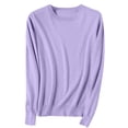 thumbnail image 3 of Difdany Women Long Sleeve Sweater Fall Winter Basic Casual Crewneck Sweaters 2024 Slim Fit Going Out Classic Pullover Tops Purple S, 3 of 5