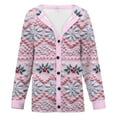 thumbnail image 5 of Women's Cardigans Christmas Printed Crew Neck Button Down Cozy Long Sleeve Jacket Warm 2025 Fall Winter Trendy Loose Casual Work Sweaters for Women Pink L, 5 of 5