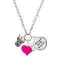 thumbnail image 1 of Delight Jewelry Silvertone Small Viking - Mascot - Hot Pink Heart Nurse Strong Zoe Necklace, 1 of 4