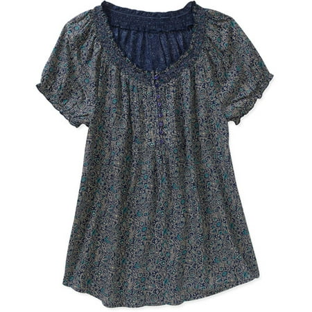 Faded Glory - Faded Glory Women's Plus-Size Woven Peasant Blouse ...