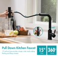 thumbnail image 4 of Grifo de cocina Cenosa Waterfall con pulverizador desplegable, color negro, 4 of 7