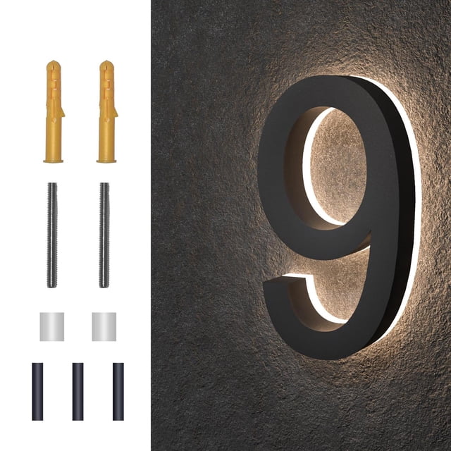Números de Casa LED MIDIT Acero Inoxidable Retroiluminados 8 Pulgadas Moderno