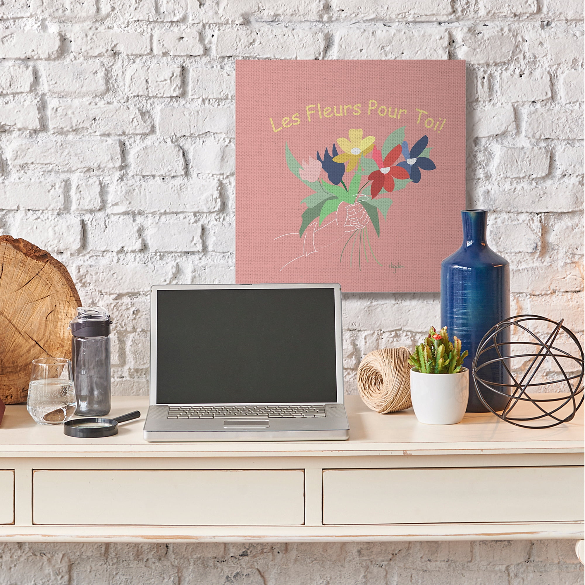 Stupell Industries French Les Fleurs Pour Toi Phrase Flower Bouquet Canvas Wall Art by Mark Higden