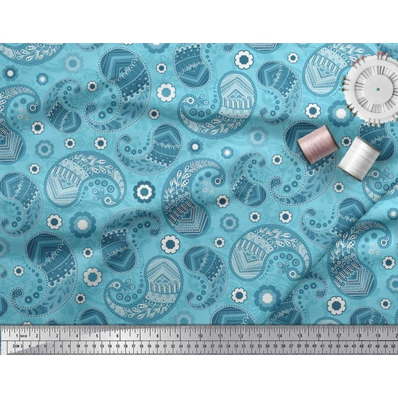 Soimoi Moss Georgette Fabric Floral & Paisley Decor Fabric Printed Yard 42 Inch Wide