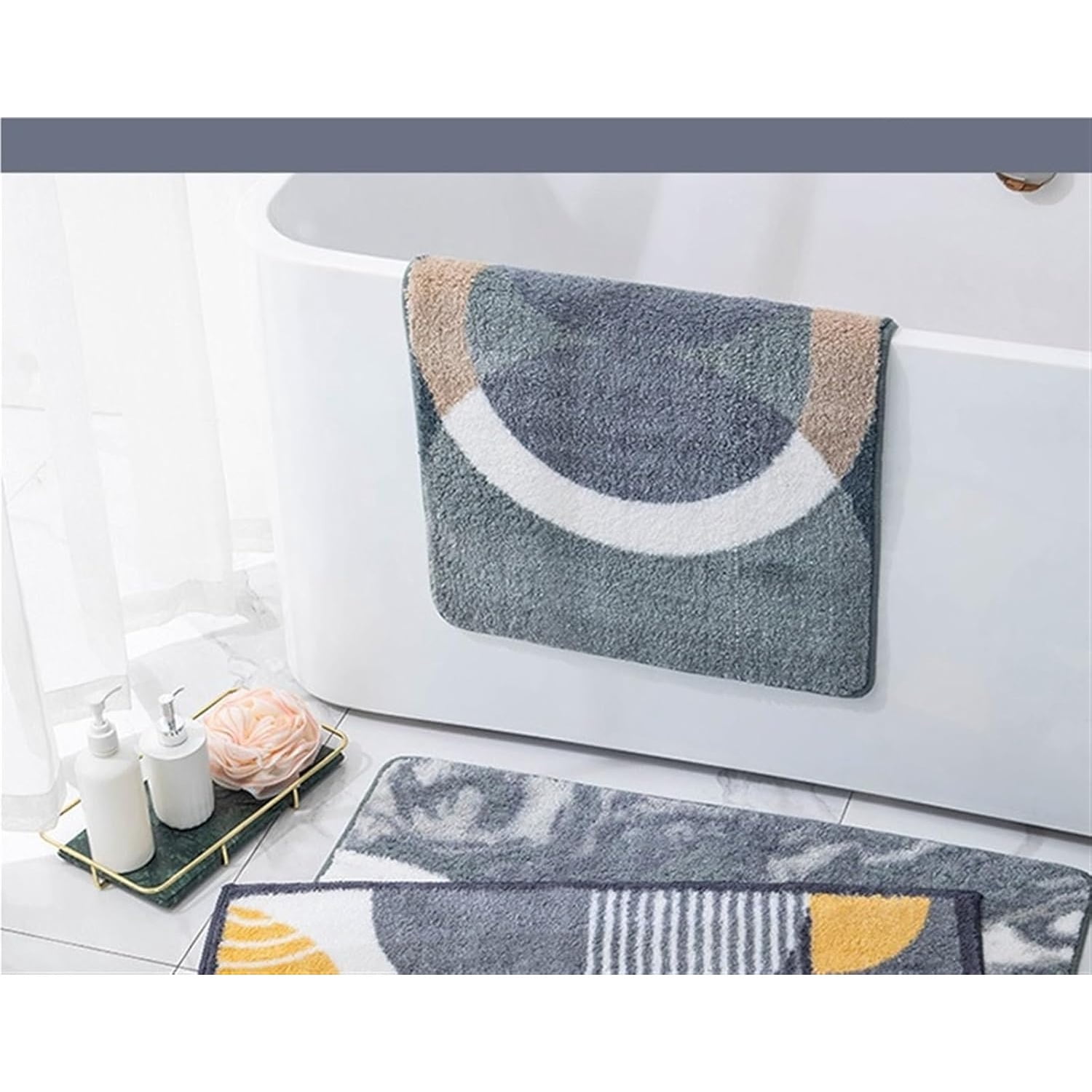 Absorbent Microfiber Bathroom Floor Mats, Non-Slip Thick Bath Rugs for Shower & Bathtub, Machine Washable Bedroom Door Mats