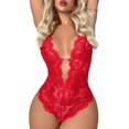 thumbnail image 1 of Lencería 2023 para mujer, 1 pieza con cuello en V profundo, sin entrepierna, sexy, pantalones cortos de encaje, lencería para mujer Rojo - 3XL Rojo - 3XL Xishao ropa, 1 of 2