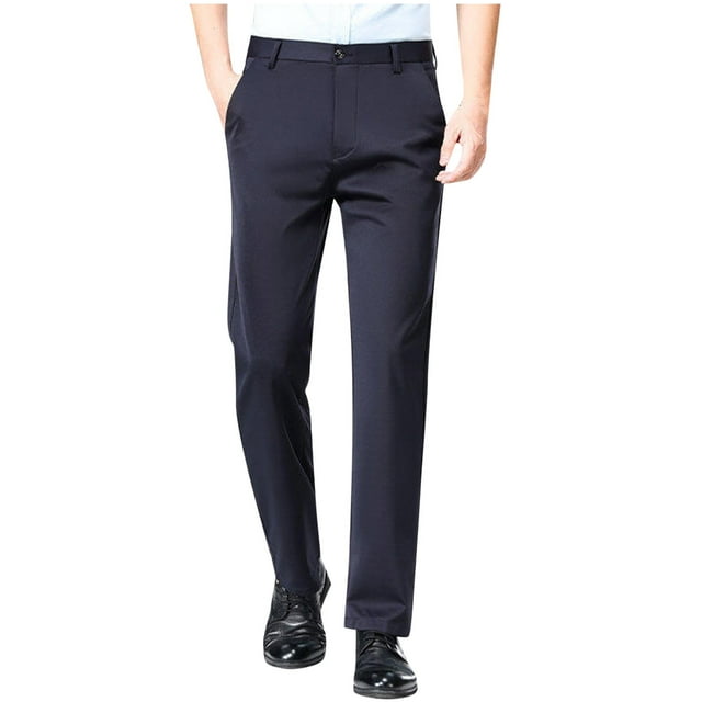 hotojiny Mens Dress Pants High Waist Stretch Classic Business Pants Lightweight Breathable Formal Pant for Golf Work