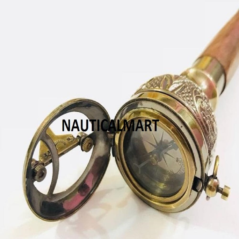 Designer Antique Brass Animal Head Handle Wooden Walking Cane Stick Greet Gift 
